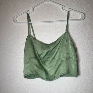 Aerie Green Satin Camisole Top